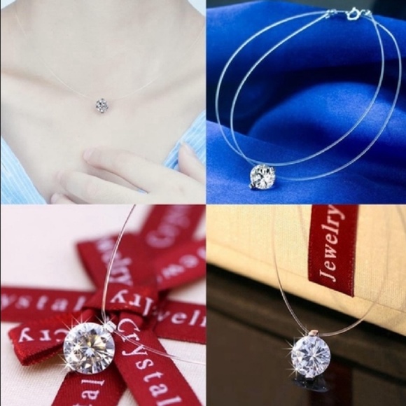 Transparent Nylon Necklace 8mm Swarovski Crystal - Picture 2 of 8